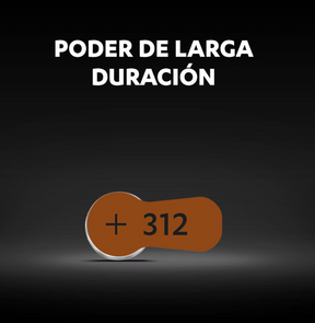 Pila Duracell tamaño +312 para audífonos