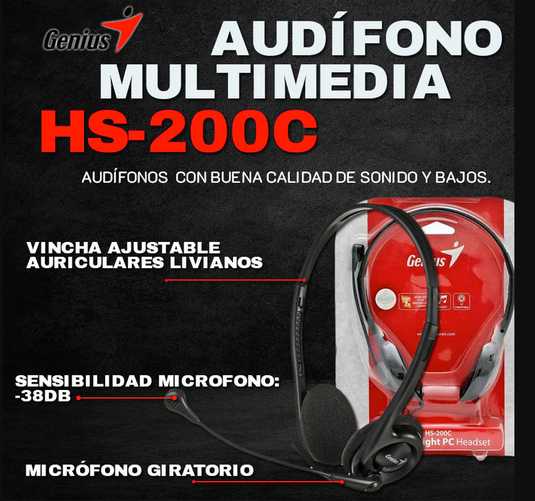 Audífono Multimedia Genius HS-200C Over-Ear