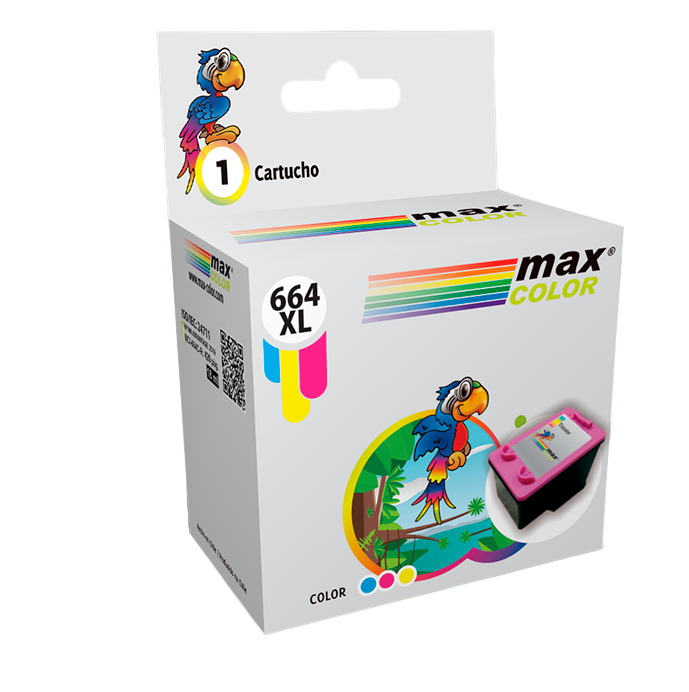 Cartucho Maxcolor HP MCI-664 color azul, rosado y amarillo