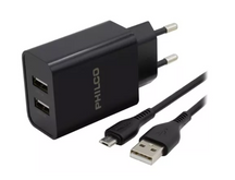 Cargador Philco de pared con cable Micro USB 2.1A