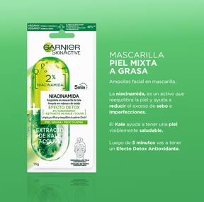 Mascarilla Facial Garnier Niacinamida Efecto Detox 5min