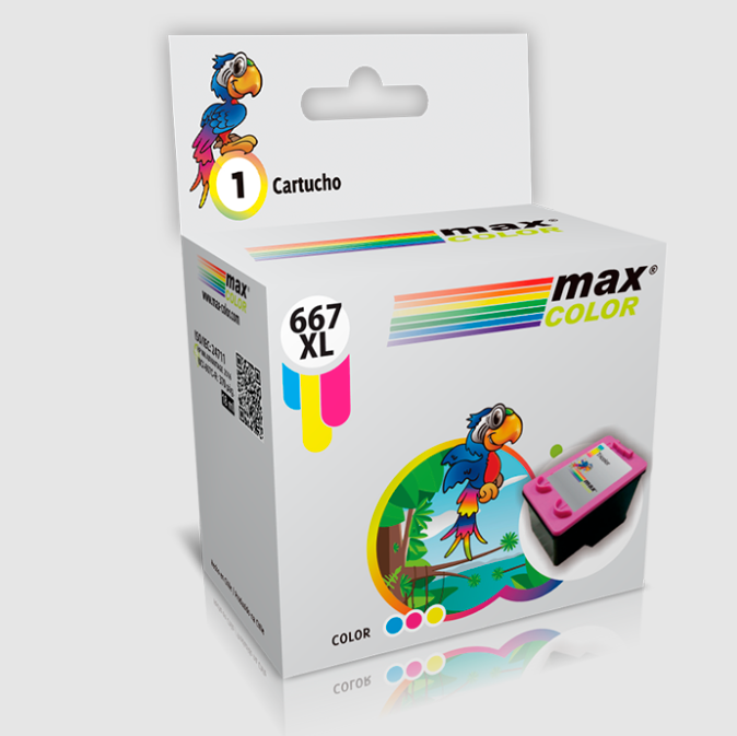 Cartucho Maxcolor HP MCI-667 XXL Amarillo, azul y rosado