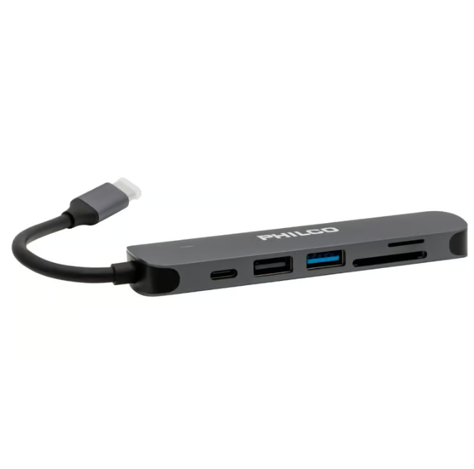 Adaptador Philco Múltiple 6 en 1 Hub USB-C USB  42179