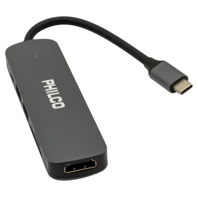 Adaptador Philco Múltiple 6 en 1 Hub USB-C USB  42179