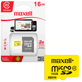 Tarjeta de memoria MicroSD 16GB Maxell + Adaptador 90MB/s