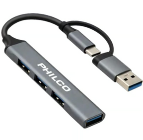 Hub Philco 37186 USB to USB-C 4 puertos USB 3.0