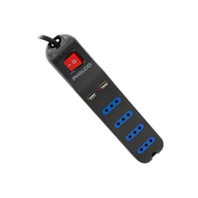 Alargador Extensión Philco XT41  4 posiciones + 2 Usb 1.5mts