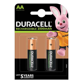 Pila Recargables NiMH Duracell  AA 2 1.2v 2500mAH