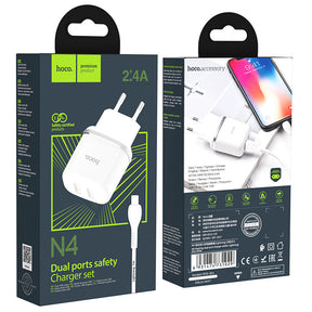 Cargador de pared dua Hoco l N4 2.4a con cable Lightning