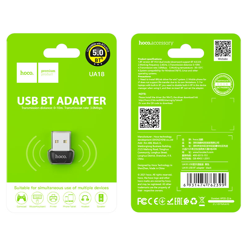 Adaptador Hoco UA18 Receptor bluetooth 5.0