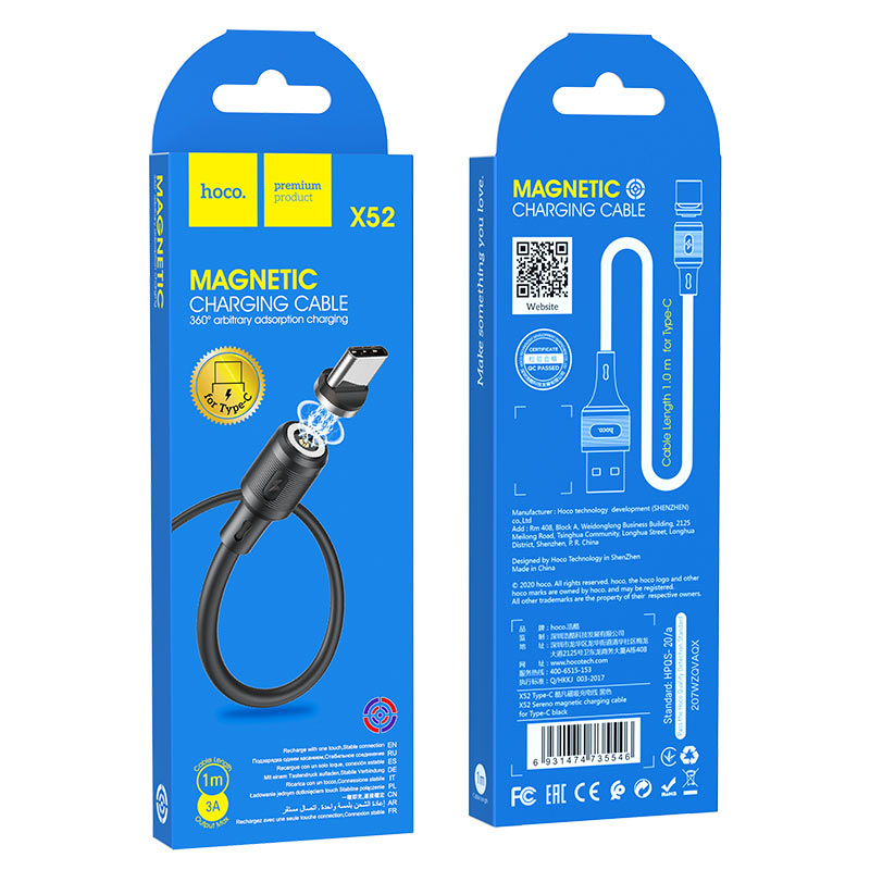 Cable Hoco X52 magnético USB a USB-C 3A