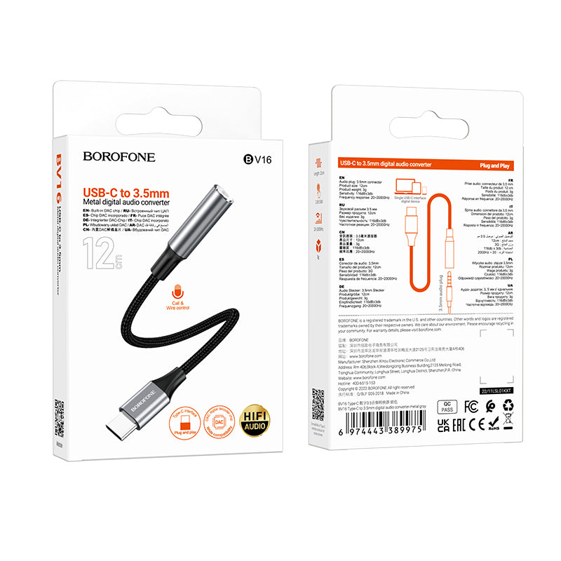 Adaptador de audio Hoco BV16  Tipo-C a auxiliar 3.5